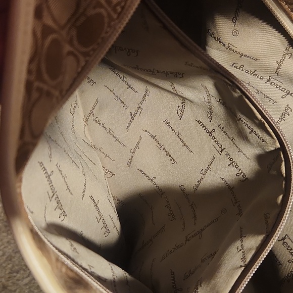 Salvatore Ferragamo Gancini Canvas Tote Beige and Brown - Picture 15 of 15